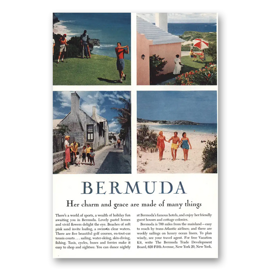 1958 Bermuda Her Charm and Grace Vintage Magazine Print Ad