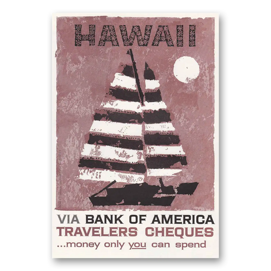 1958 Bank of America Travelers Cheques Hawaii Vintage Magazine Print Ad