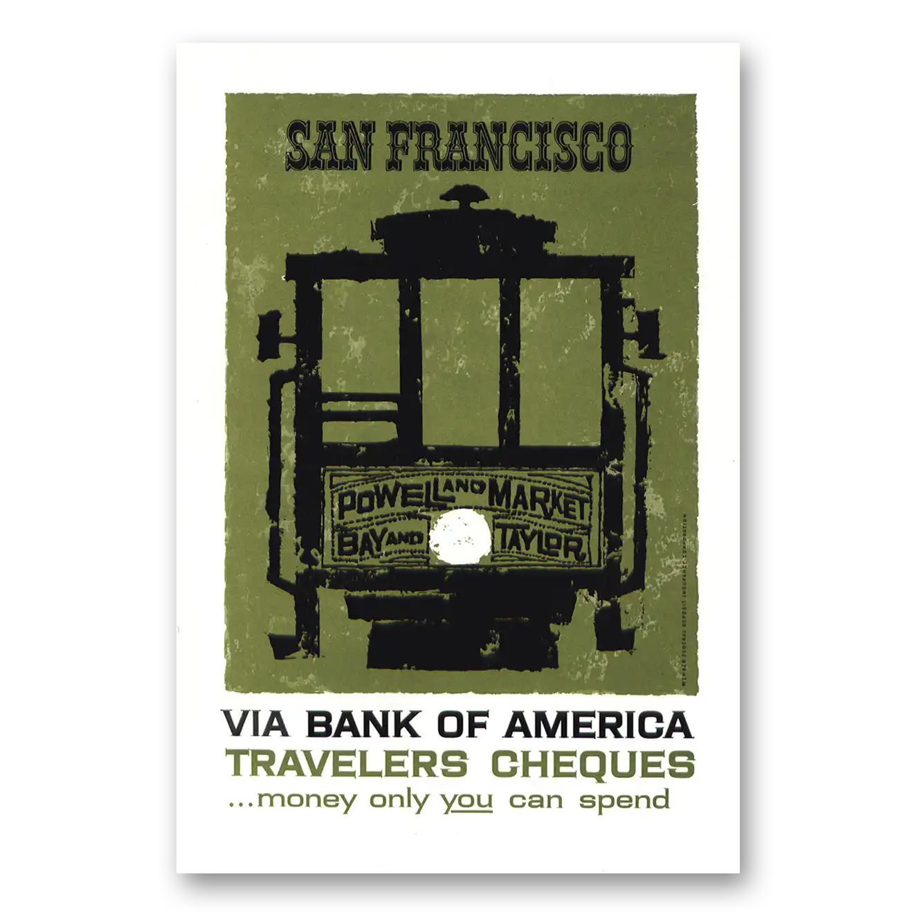 1958 Bank of America Travelers Cheques San Francisco Vintage Magazine Print Ad