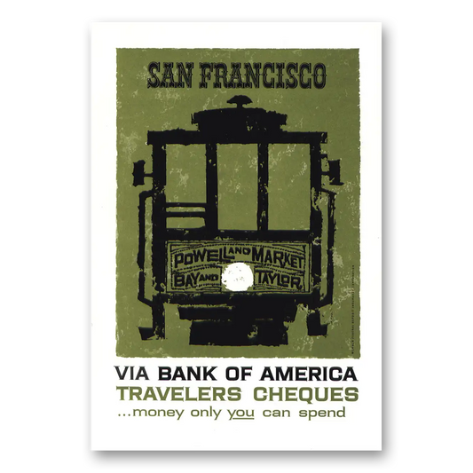 1958 Bank of America Travelers Cheques San Francisco Vintage Magazine Print Ad