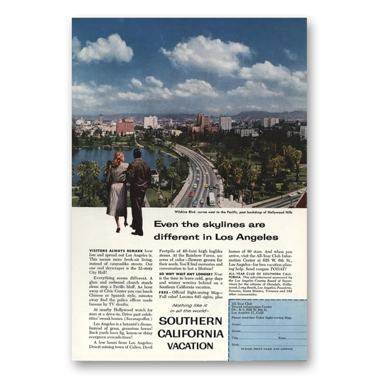 1958 Southern California Wilshire Blvd Vintage Magazine Print Ad