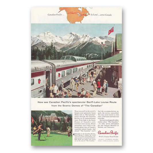 1958 Canadian Pacific Banff Lake Louise Route Vintage Magazine Print Ad