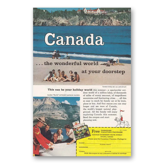 1958 Canada Wonderful World at Your Doorstep Vintage Magazine Print Ad