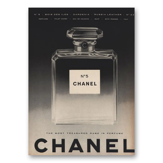 1958 Chanel No 5 Most Treasured Name In Perfume Vintage Magazine Print Ad