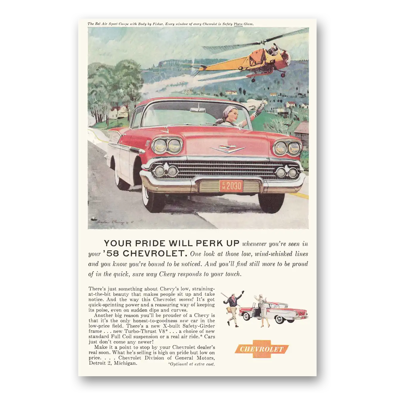 1958 Chevrolet Bel Air Your Pride Will Perk Up Vintage Magazine Print Ad