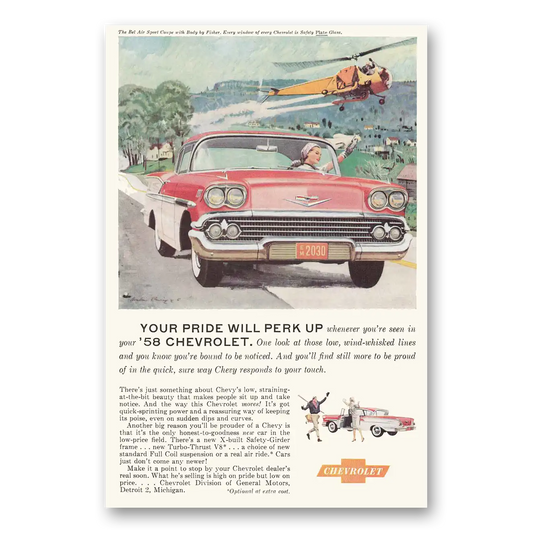 1958 Chevrolet Bel Air Your Pride Will Perk Up Vintage Magazine Print Ad