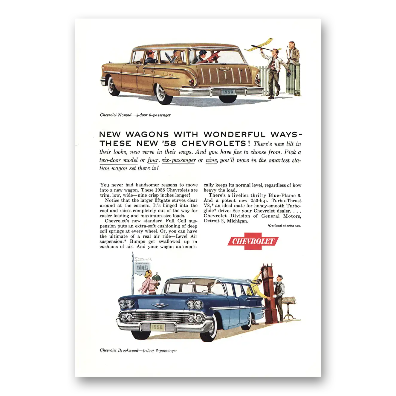 1958 Chevrolet Nomad Wonderful Ways Vintage Magazine Print Ad