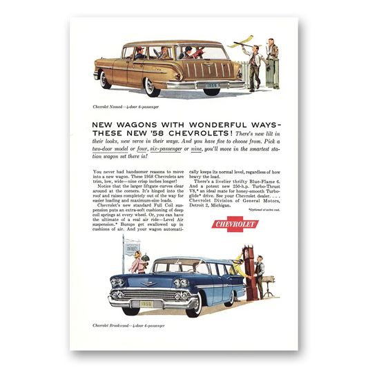 1958 Chevrolet Nomad Wonderful Ways Vintage Magazine Print Ad