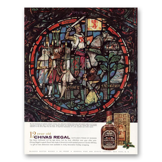 1958 Chivas Regal Medieval Cathedral Window Vintage Magazine Print Ad