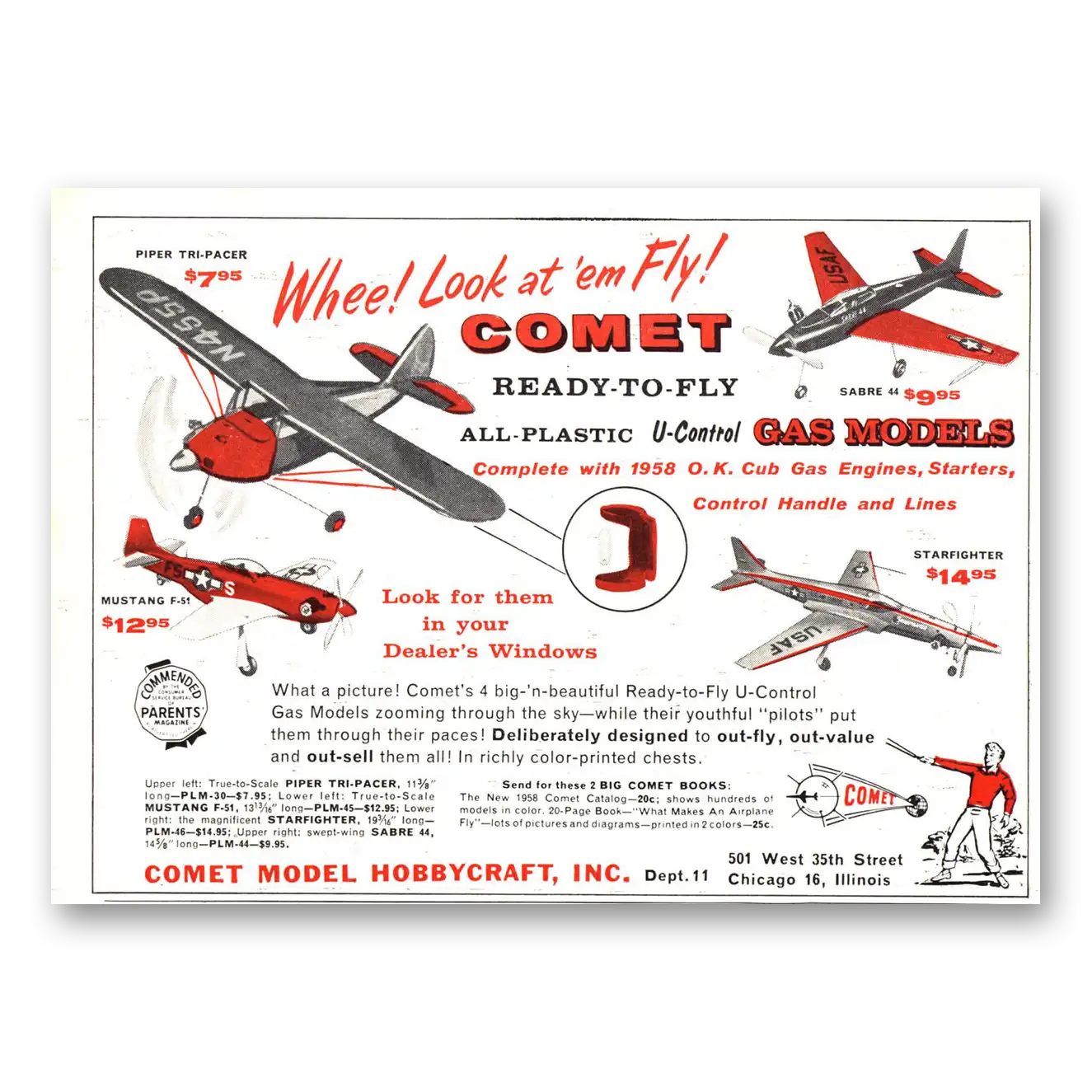 1958 Comet Model Hobbeycraft Whee Look At Em Fly Vintage Magazine Print Ad