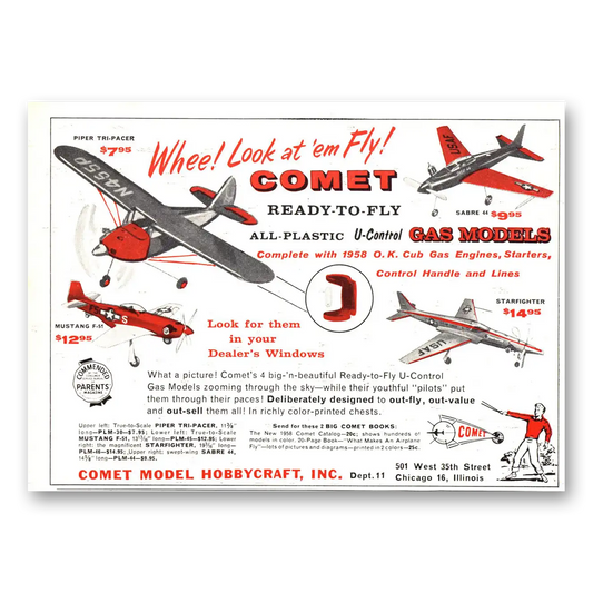 1958 Comet Model Hobbeycraft Whee Look At Em Fly Vintage Magazine Print Ad