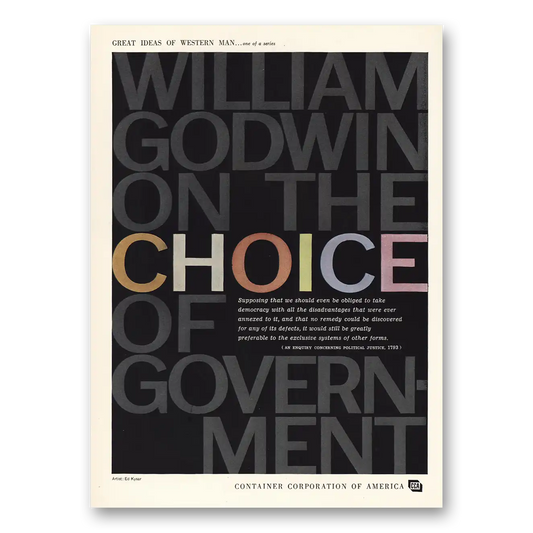 1958 Container Corporation of America William Godwin Choice Vintage Magazine Print Ad