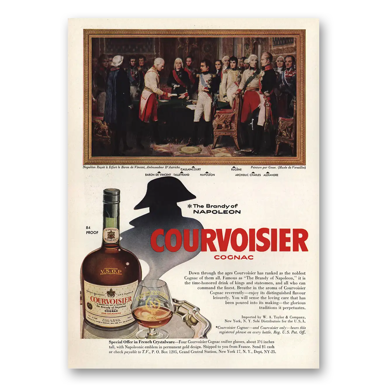 1958 Courvoisier Down Through the Ages Vintage Magazine Print Ad