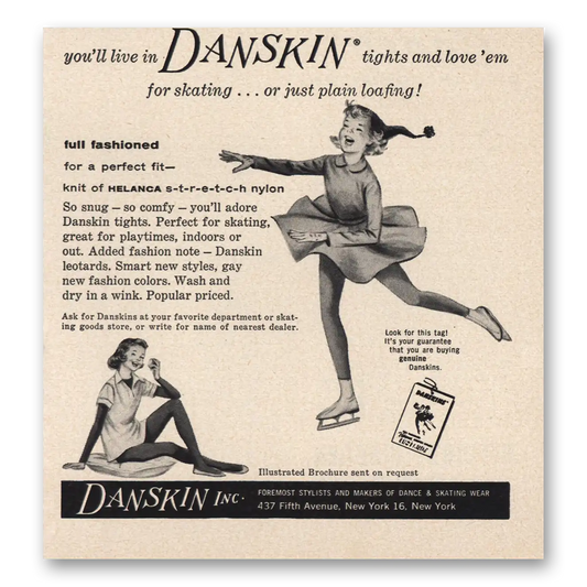 1958 Danskins Skating or Plain Loafing Vintage Magazine Print Ad