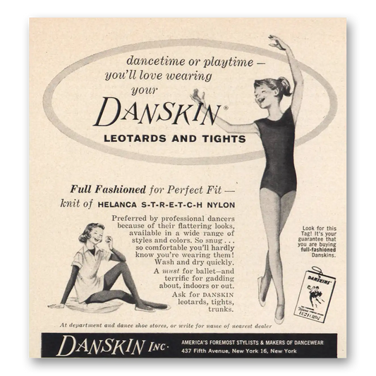 1958 Danskins Leotards and Tights Vintage Magazine Print Ad