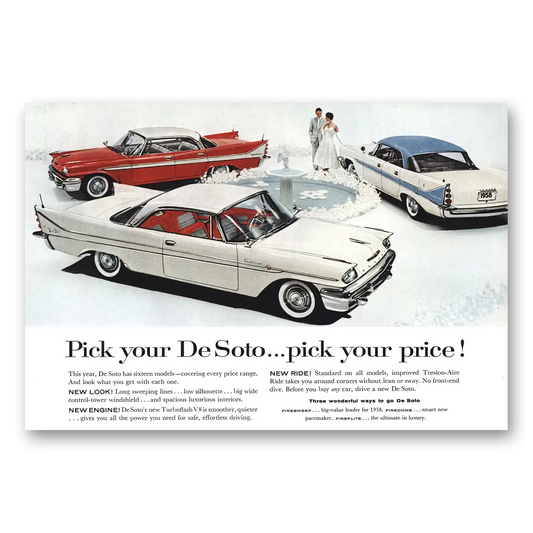 1958 DeSoto Pick Your DeSoto Pick Your Price Vintage Magazine Print Ad