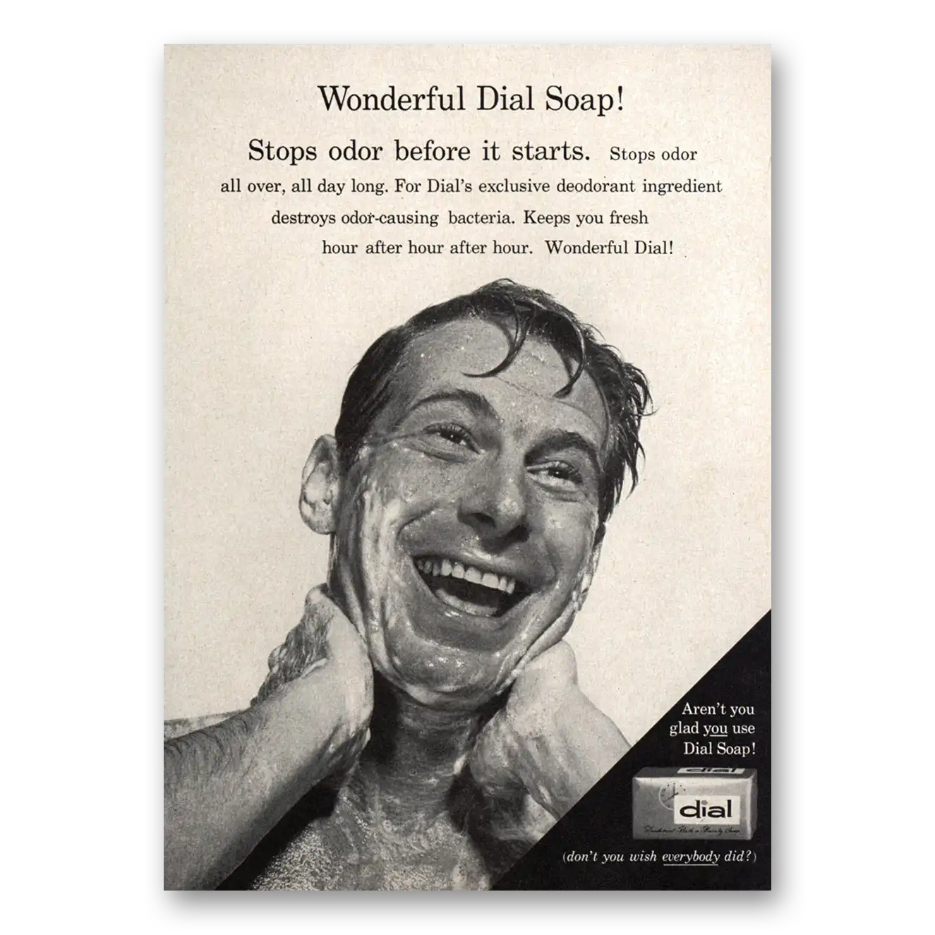 1958 Dial Soap Stops Odor Before It Starts Vintage Magazine Print Ad