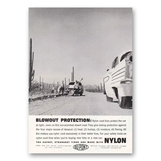 1958 DuPont Desert Blowout Protection Vintage Magazine Print Ad