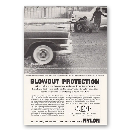 1958 DuPont Blowout Protection Vintage Magazine Print Ad