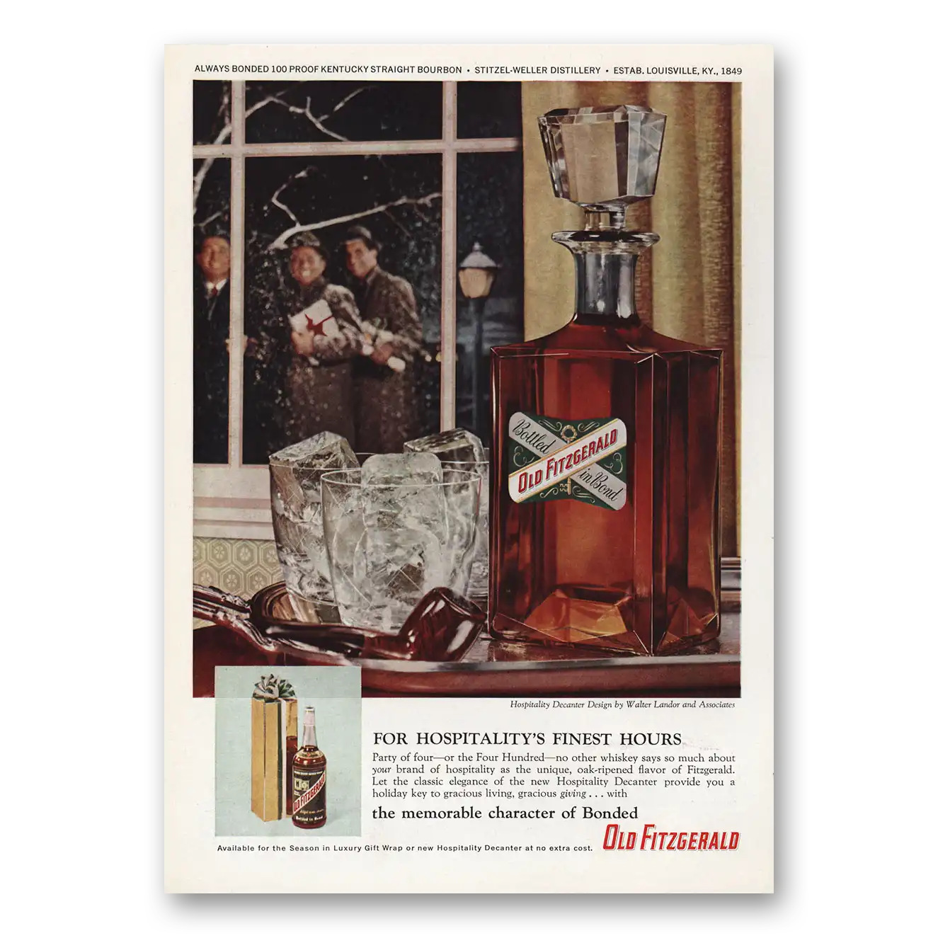 1958 Old Fitzgerald Whiskey For Hospitalitys Finest Hours Vintage Magazine Print Ad