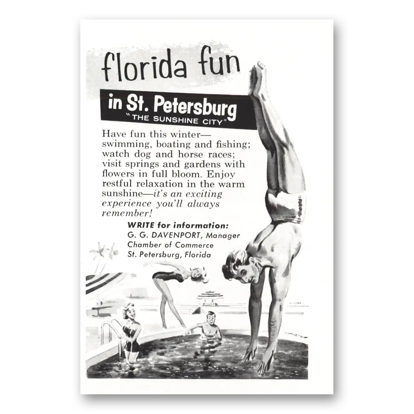 1958 St Petersburg Florida Florida Fun Vintage Magazine Print Ad