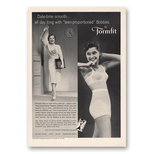 1958 Formfit Teen Proportioned Bobbies Vintage Magazine Print Ad