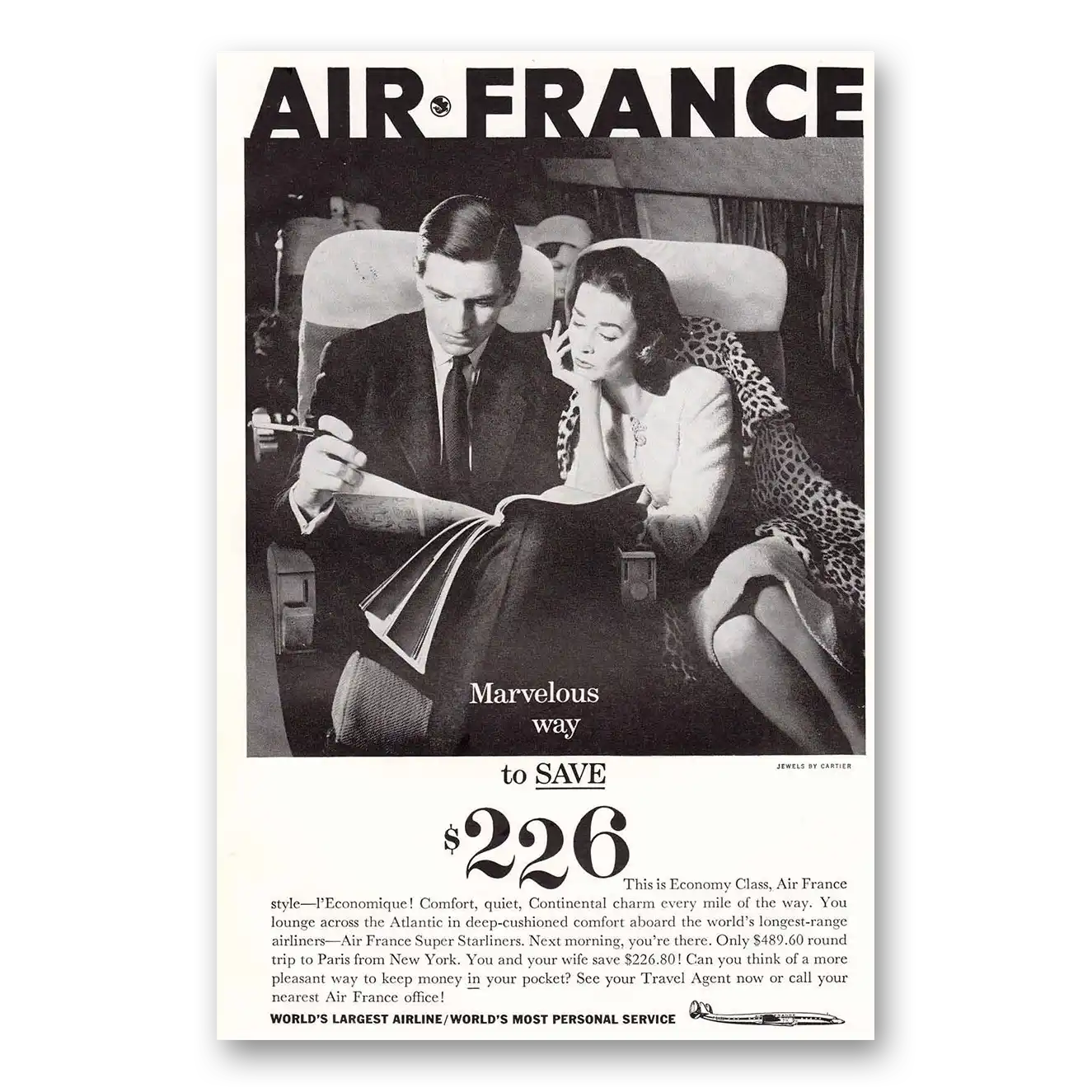 1958 Air France Marvelous Way Vintage Magazine Print Ad