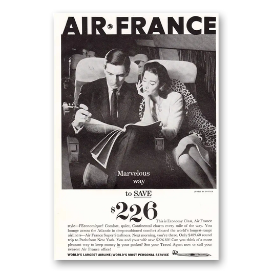 1958 Air France Marvelous Way Vintage Magazine Print Ad