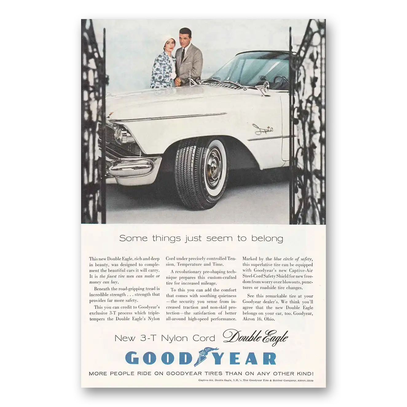 1958 Goodyear Tires Some Things Just Seem to Belong Vintage Magazine Print Ad