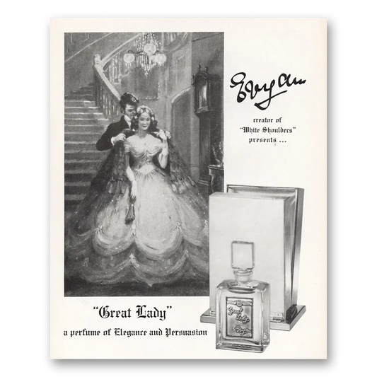 1958 Great Lady Perfume Creator of White Shoulders Vintage Magazine Print Ad