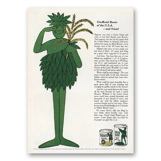 1958 Green Giant Unofficial Flower of the USA Vintage Magazine Print Ad