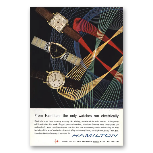 1958 Hamilton Watch Anniversary Series Vintage Magazine Print Ad