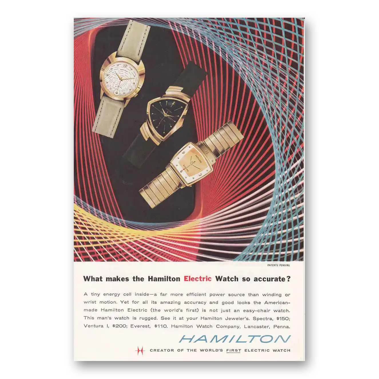 1958 Hamilton Watch So Accurate Vintage Magazine Print Ad