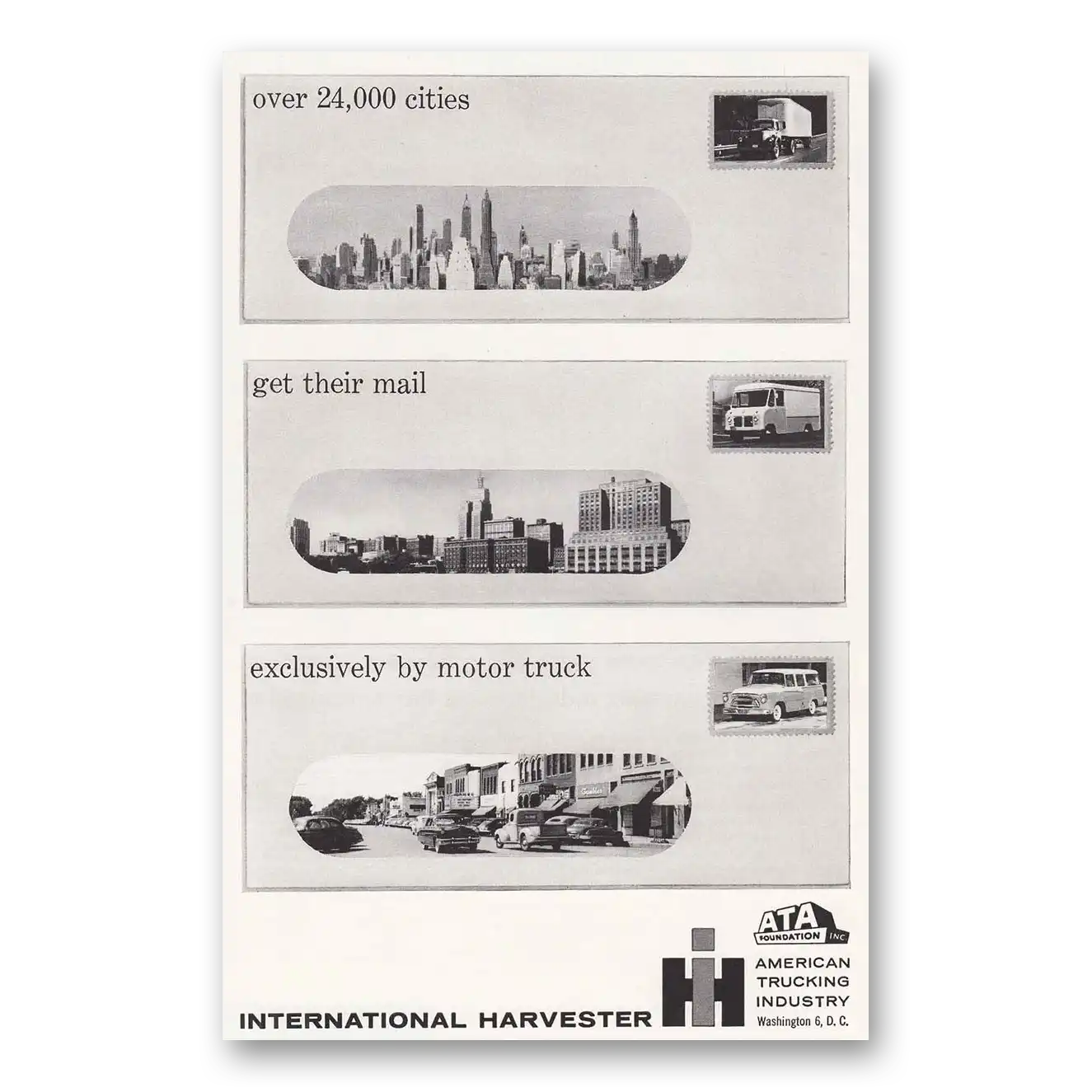 1958 International Trucks Cities Get Their Mail Vintage Magazine Print Ad