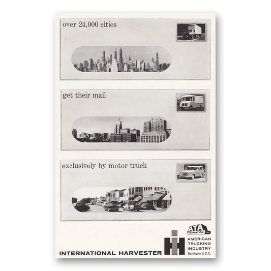 1958 International Trucks Cities Get Their Mail Vintage Magazine Print Ad