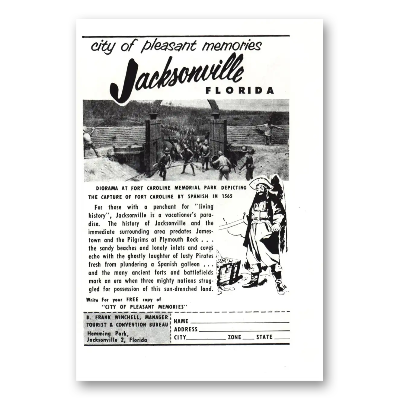 1958 Jacksonville Florida City of Pleasant Memories Vintage Magazine Print Ad