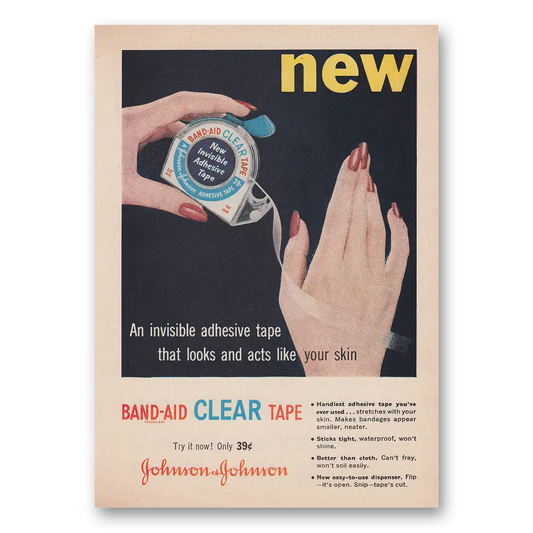 1958 Band Aid Clear Tape Invisible Adhesive Tape Vintage Magazine Print Ad