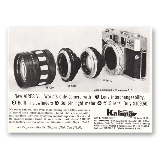 1958 Kalimar Camera Camera Aires V Vintage Magazine Print Ad