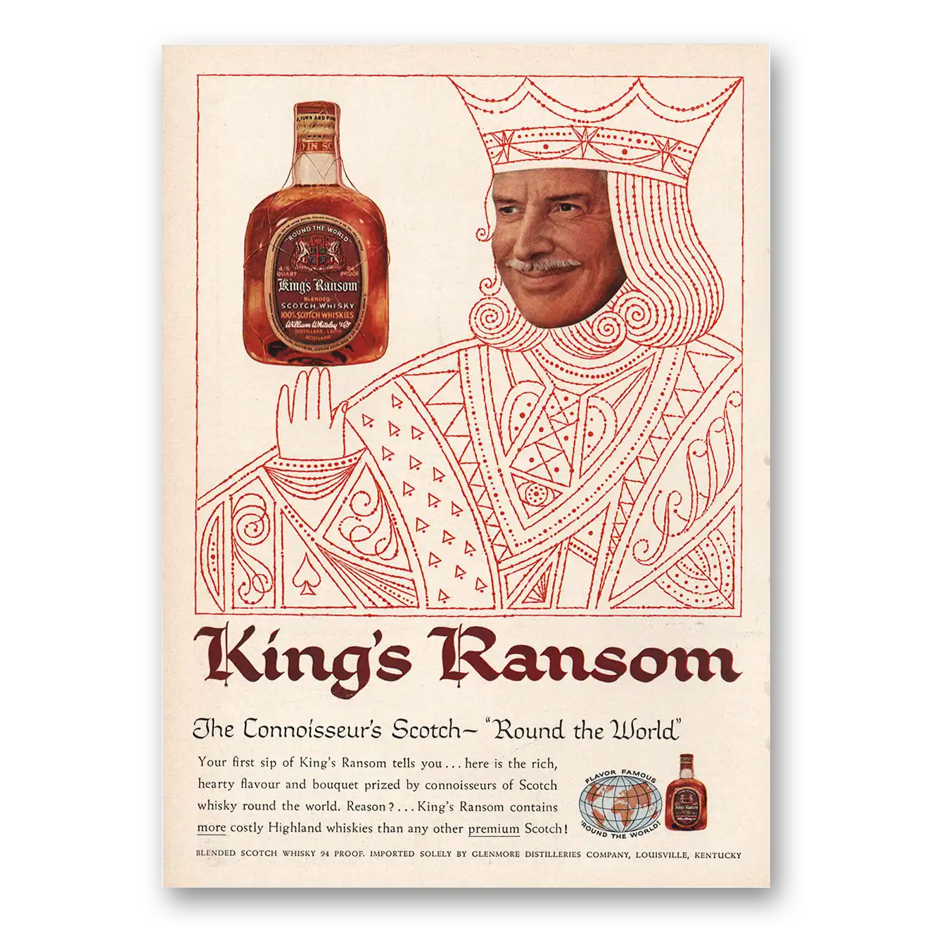 1958 Kings Ransom Whiskey Connoisseurs Scotch Vintage Magazine Print Ad