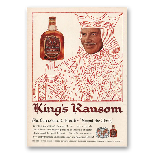 1958 Kings Ransom Whiskey Connoisseurs Scotch Vintage Magazine Print Ad