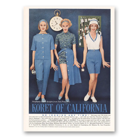 1958 Koret of California Designs From San Francisco Vintage Magazine Print Ad