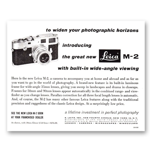 1958 Leica Cameras Widen Your Photographic Horizons Vintage Magazine Print Ad