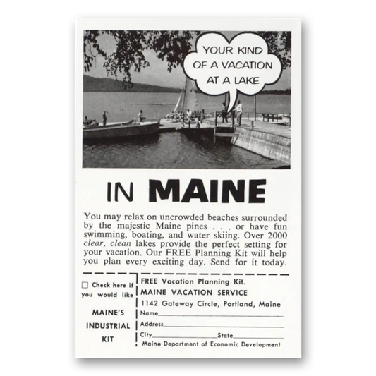 1958 Maine Your Kind of Vacation At a Lake Vintage Magazine Print Ad