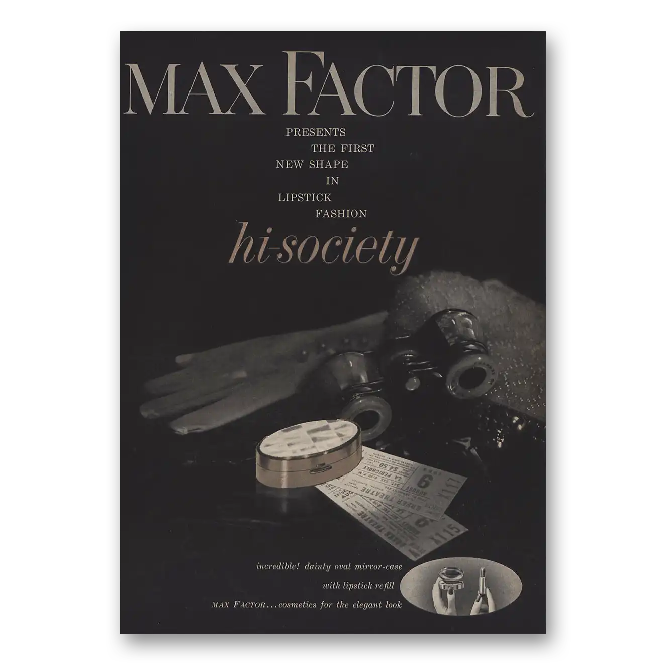 1958 Max Factor Lipstick Fashion Hi Society Vintage Magazine Print Ad