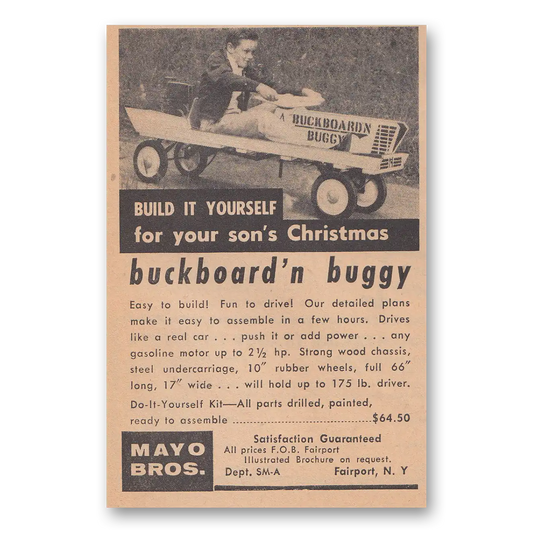 1958 Buckboard n Buggy For Your Sons Christmas Vintage Magazine Print Ad