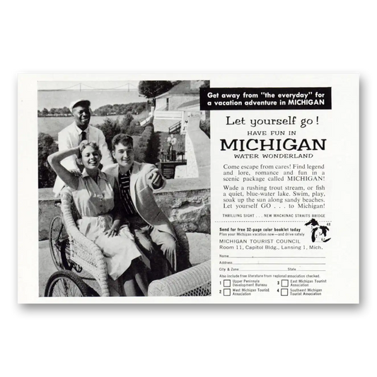 1958 Michigan Get Away from the Everyday Vintage Magazine Print Ad