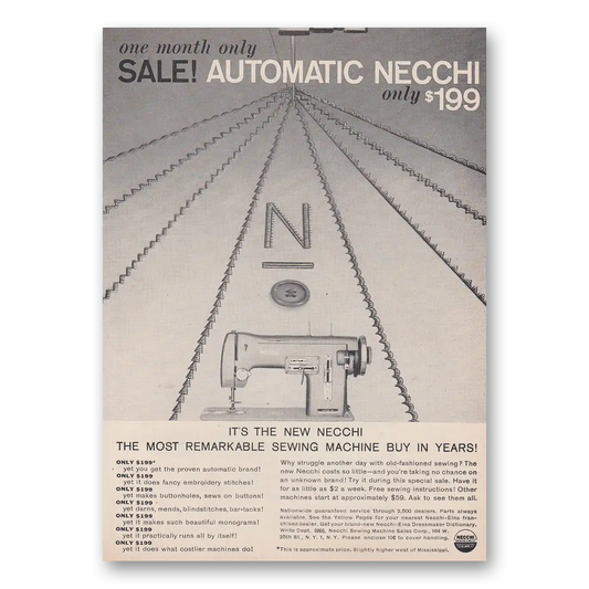 1958 Necchi Sewing Machine Automatic Necchi Vintage Magazine Print Ad