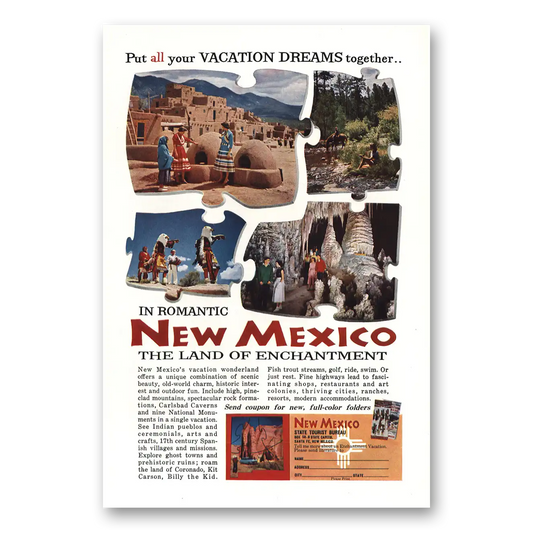 1958 New Mexico Put All Your Vacation Dreams Together Vintage Magazine Print Ad