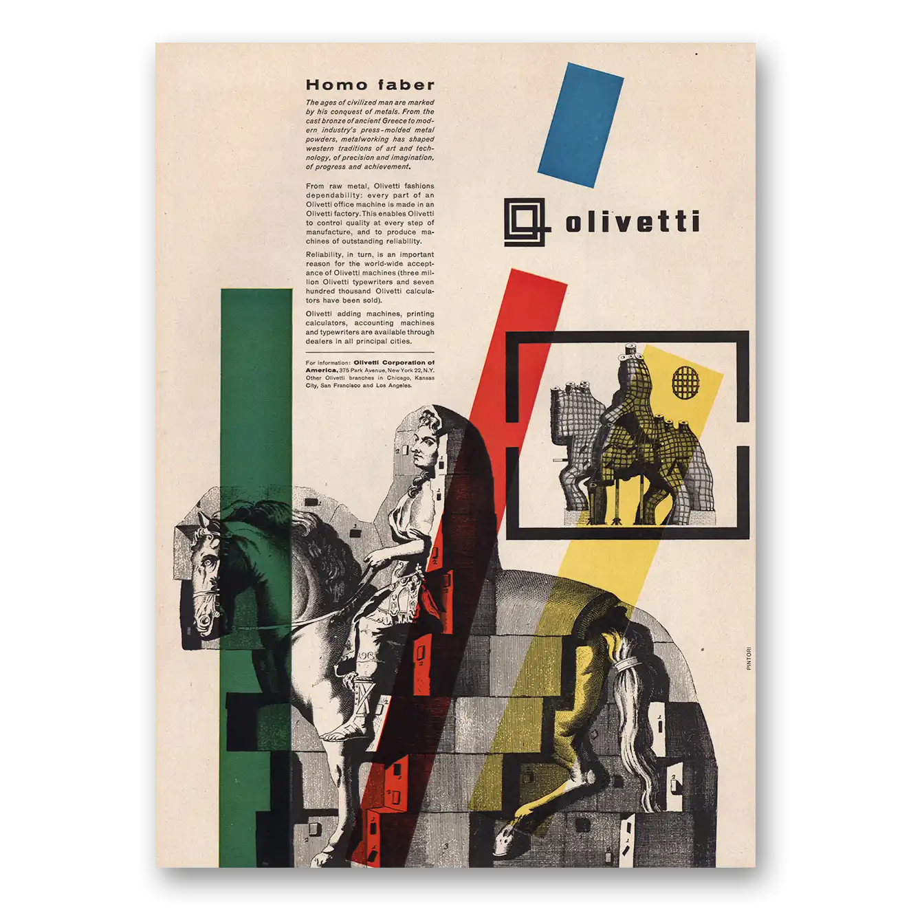 1958 Olivetti Homo Faber Ages Civilized Man Vintage Magazine Print Ad