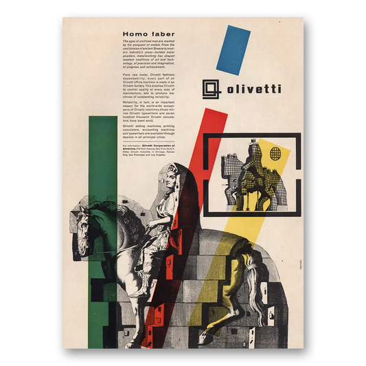 1958 Olivetti Homo Faber Ages Civilized Man Vintage Magazine Print Ad